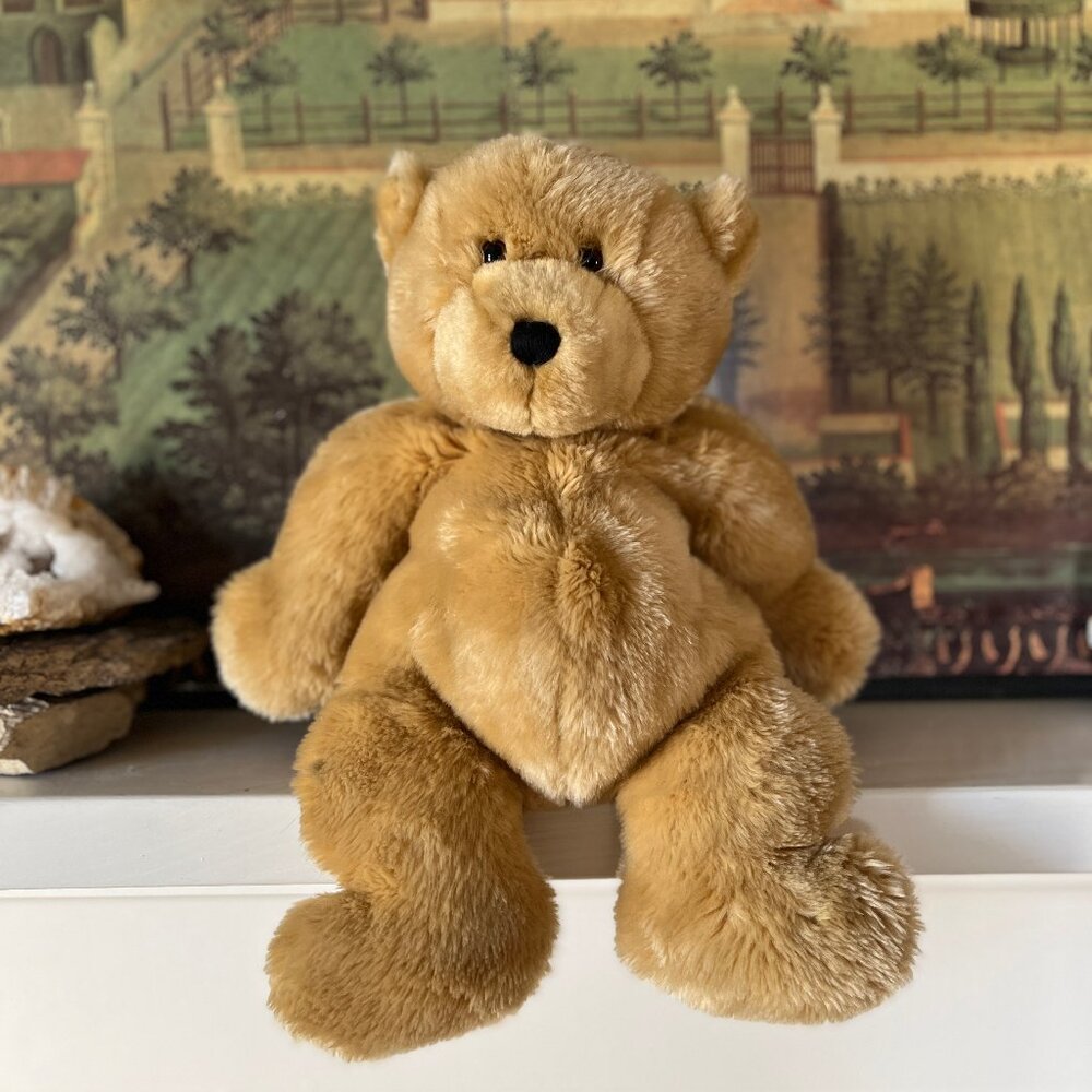 Very Rare! 1990s Vintage Huge Golden Squidgy Bear Retired Jellycat Plush